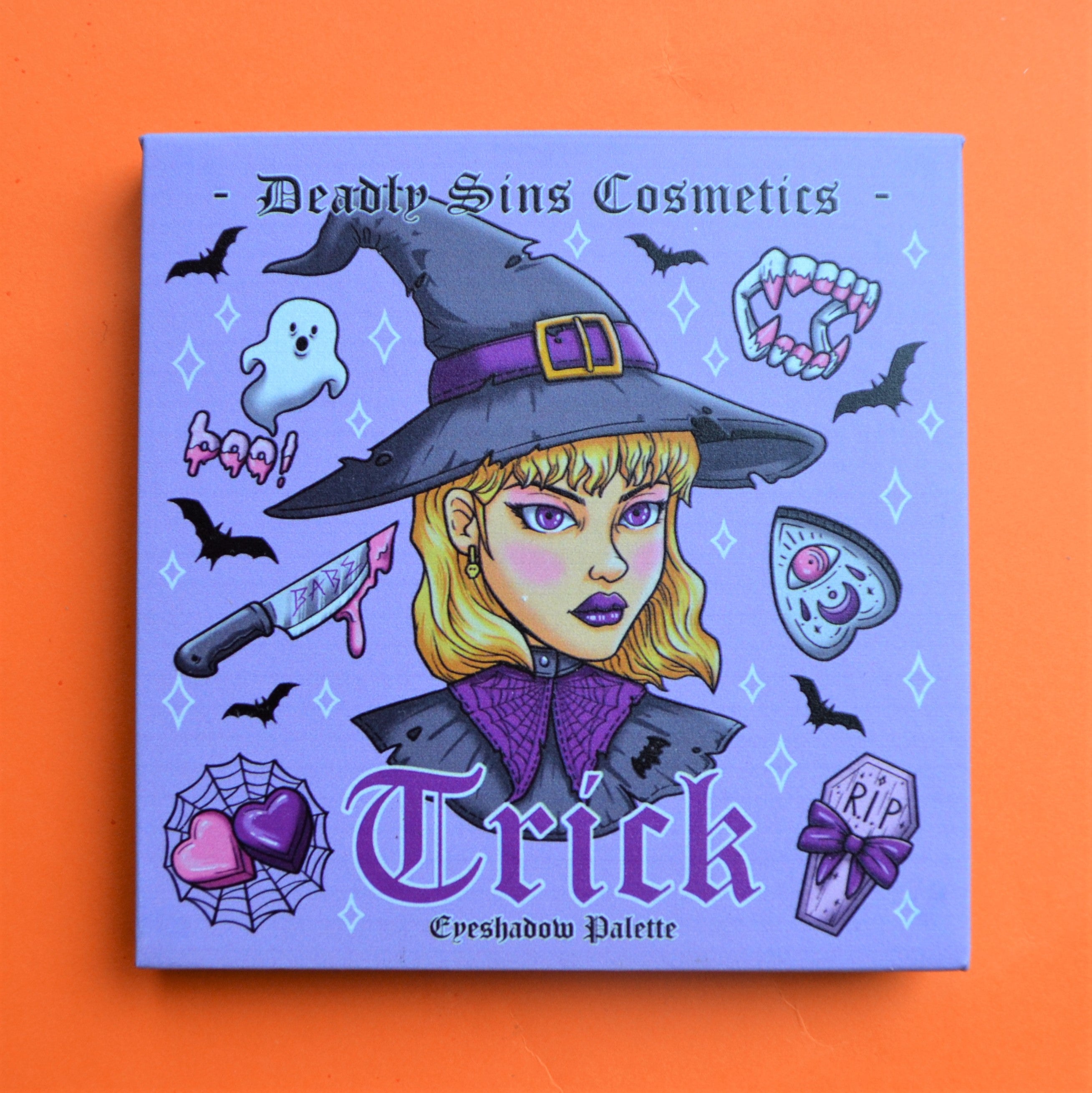 Trick or treat deadly sins cosmetics halloween eyeshadow palette witch spooky gothic makeup Australia indie brand