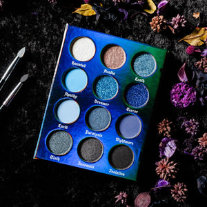 SLOTH Eyeshadow Palette Deadly Sins Cosmetics gothic blue eyeshadow Australia colours inside