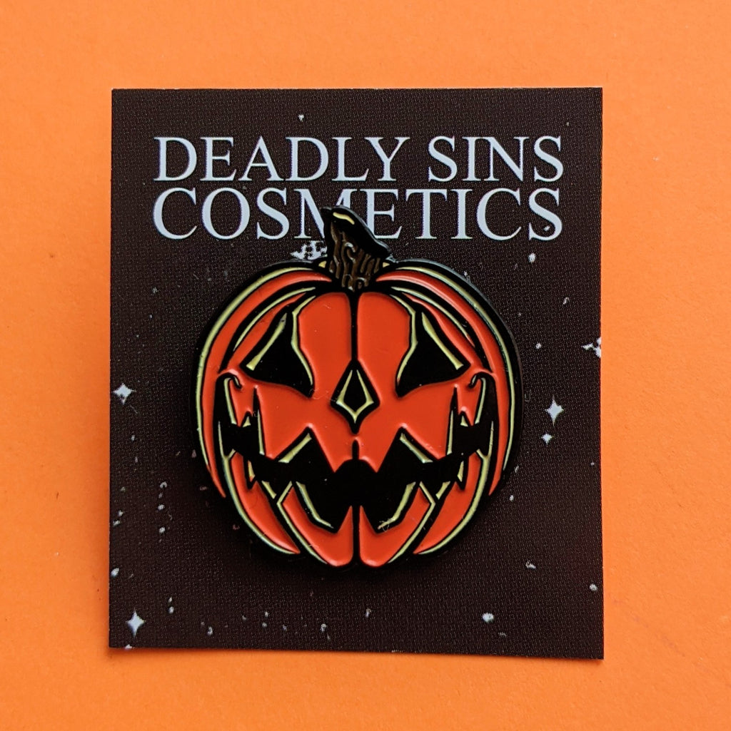 Deadly Sins Cosmetics pumpkin Halloween enamel pin