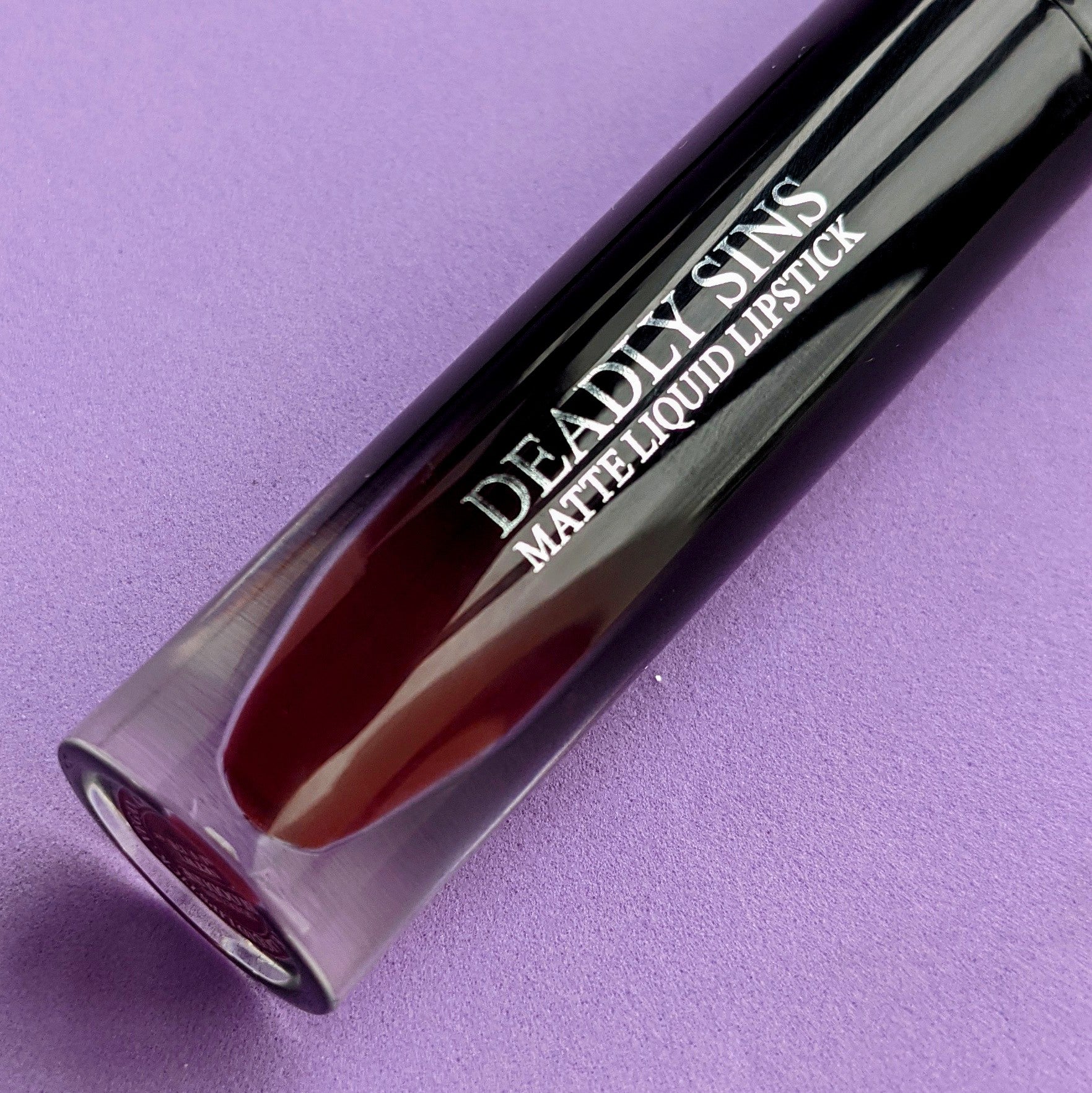 BLOODLINE deep red matte liquid lipstick Deadly Sins Cosmetics Goth makeup