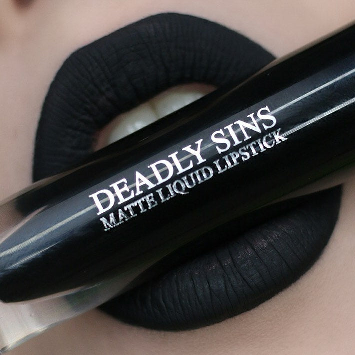 SALEM Black Lipstick Deadly Sins Cosmetics Gothic makeup Australia lip swatch