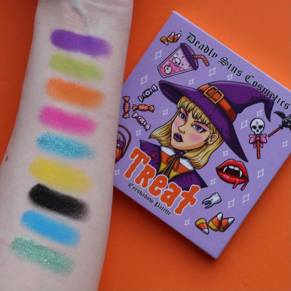 Treat Halloween Eyeshadow palette swatches Deadly Sins Cosmetics