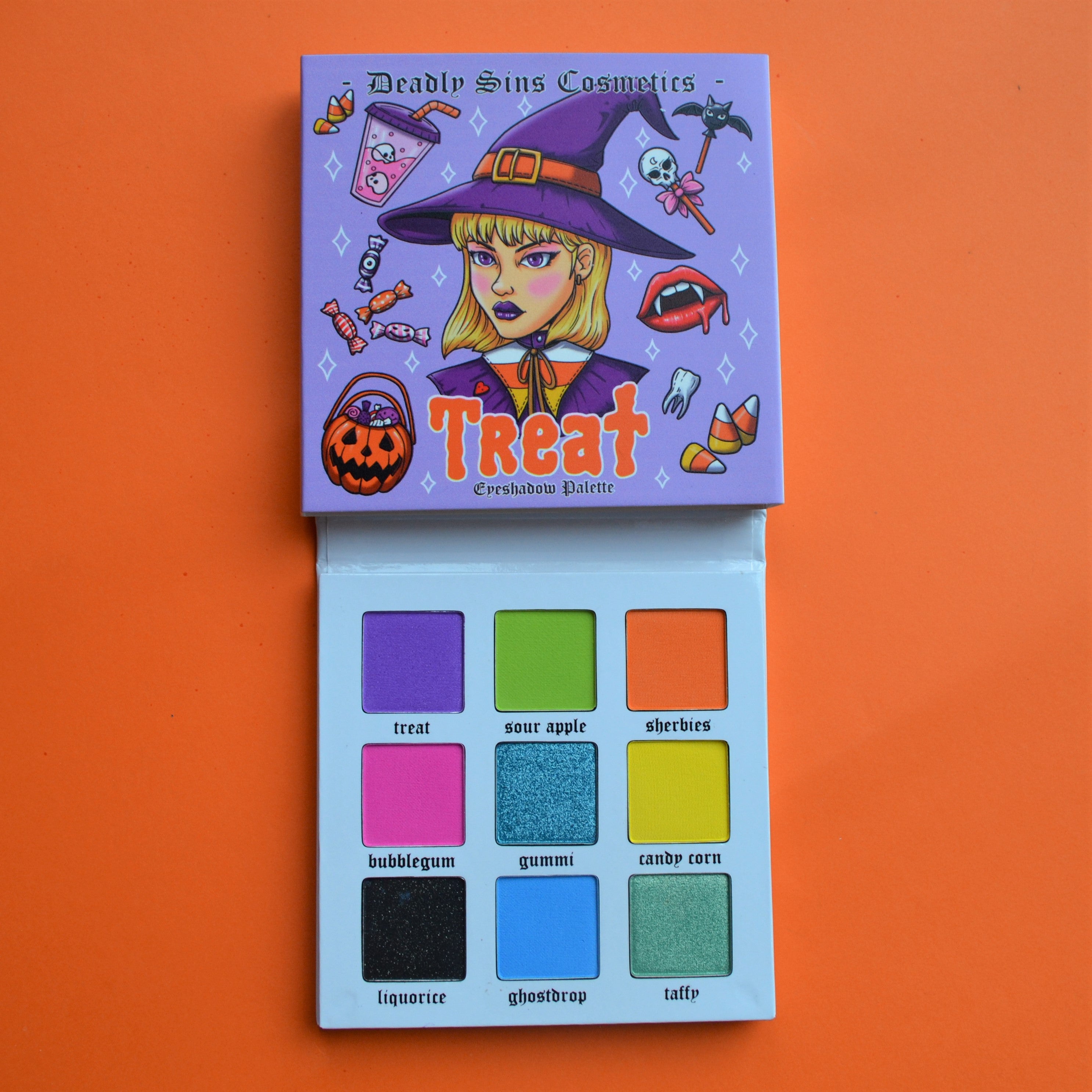 Trick or treat deadly sins cosmetics halloween eyeshadow palette witch spooky gothic makeup Australia indie brand