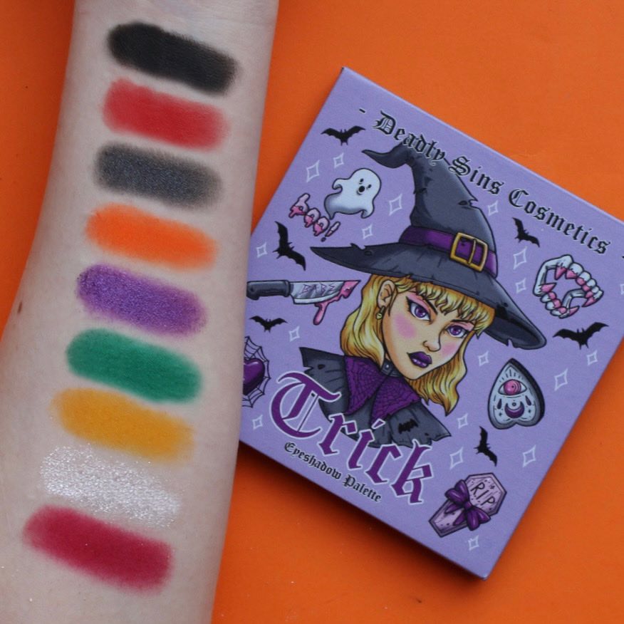 Halloween Eyeshadow palette swatches Deadly Sins Cosmetics